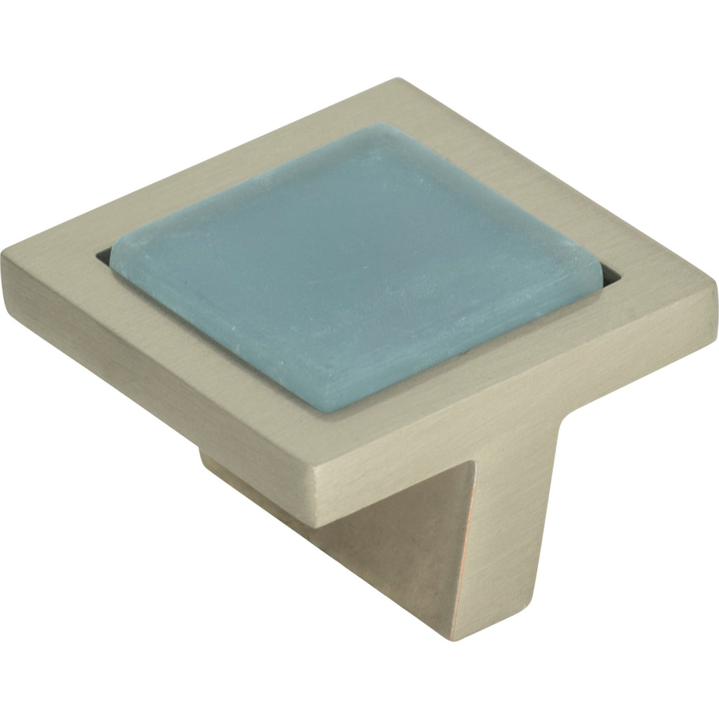 Spa Blue Square Knob by Atlas Brushed Nickel