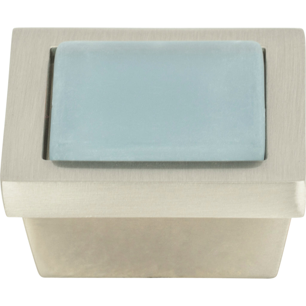 Spa Blue Square Knob by Atlas Brushed Nickel