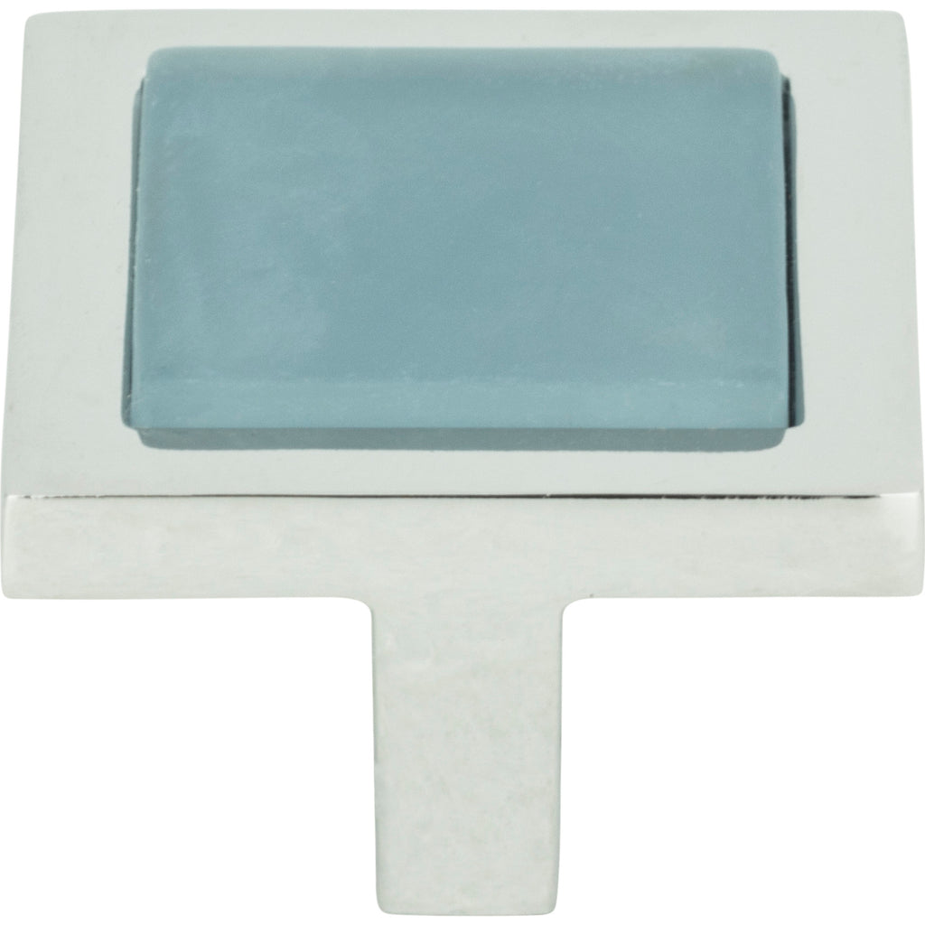 Spa Blue Square Knob by Atlas Polished Chrome