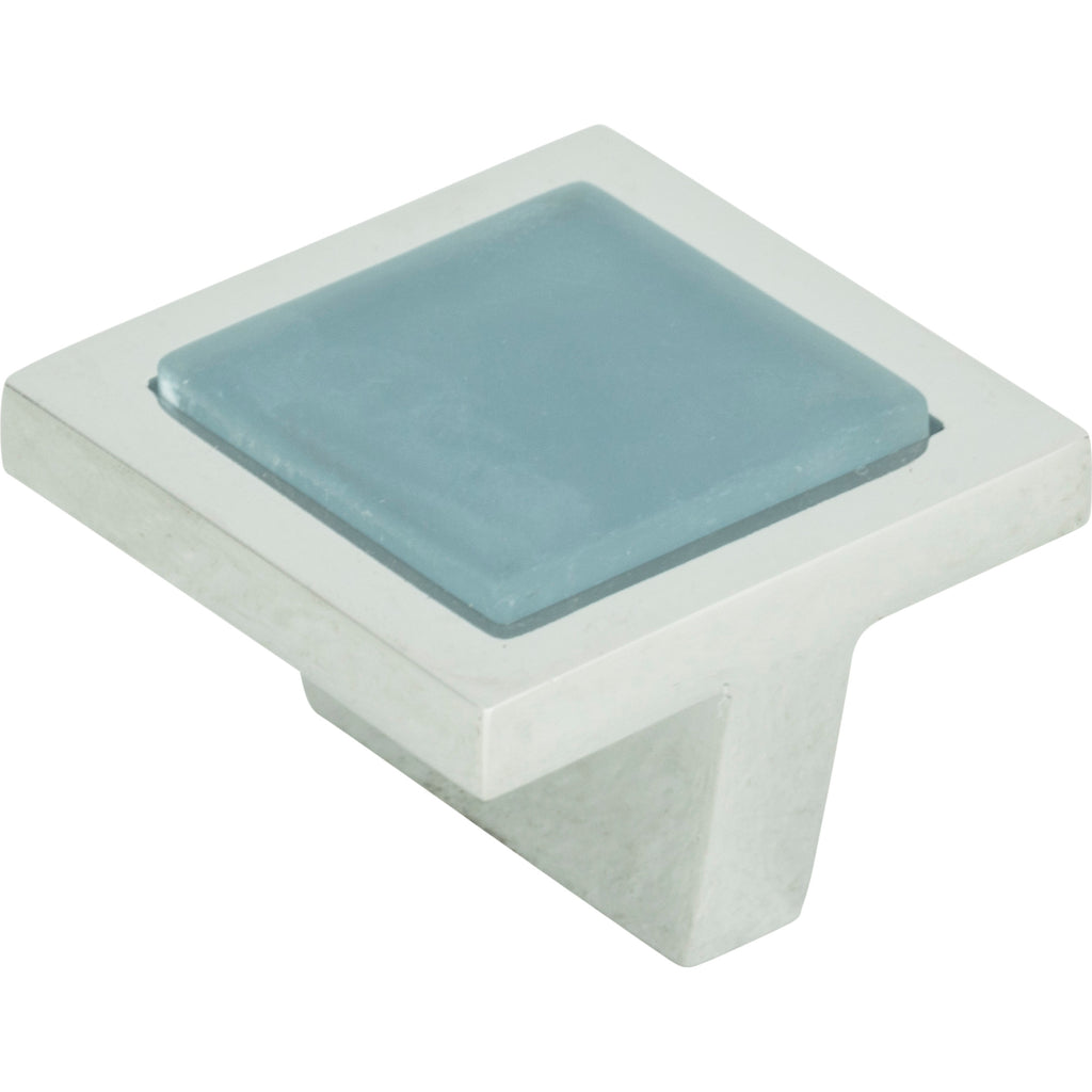 Spa Blue Square Knob by Atlas Polished Chrome