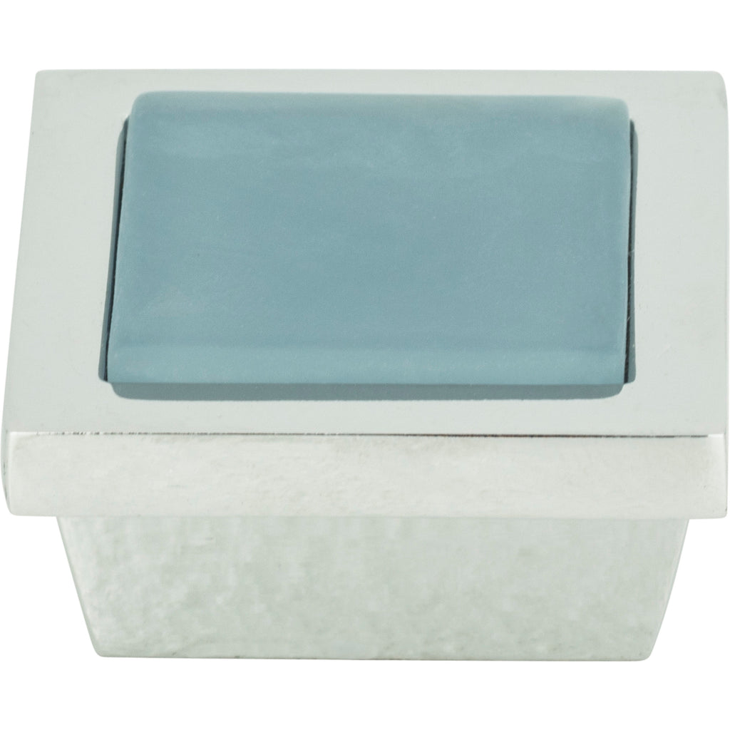 Spa Blue Square Knob by Atlas Polished Chrome