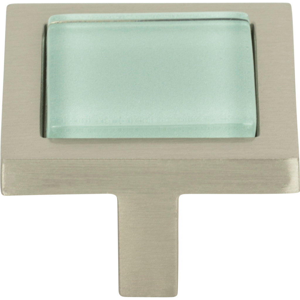 Spa Green Square Knob by Atlas Brushed Nickel