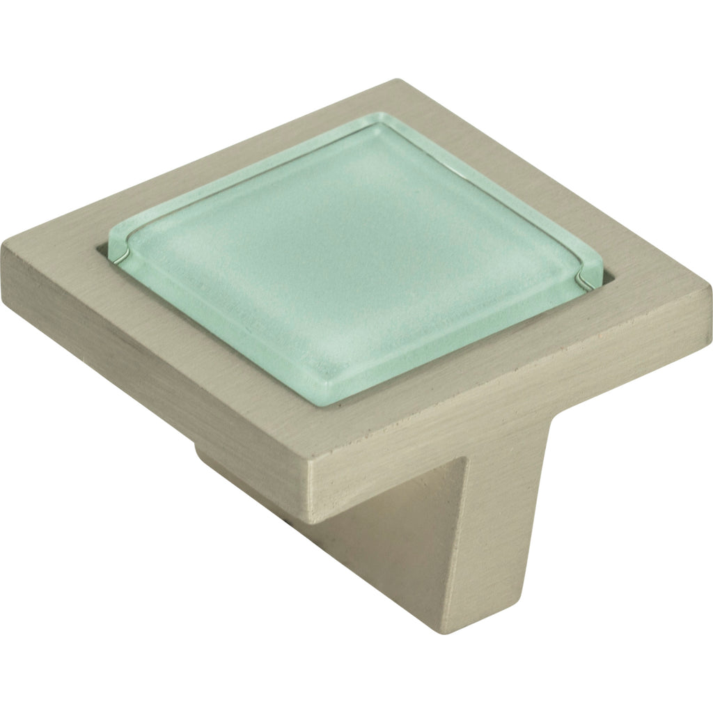 Spa Green Square Knob by Atlas Brushed Nickel