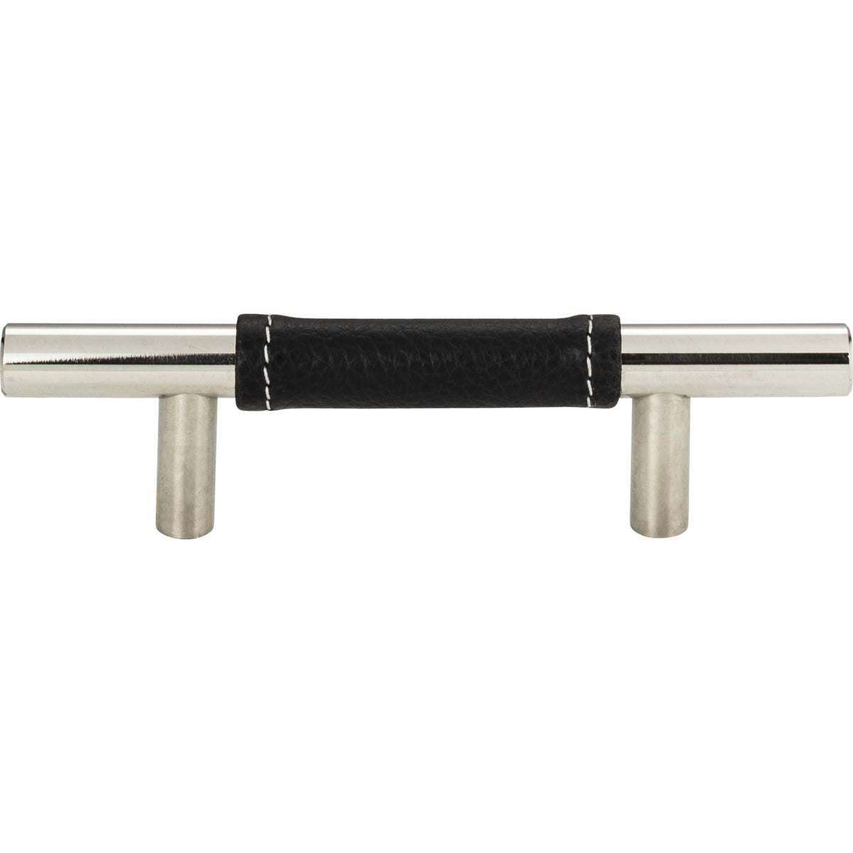 Atlas Zanzibar Black Leather Pull Polished Chrome / 3"