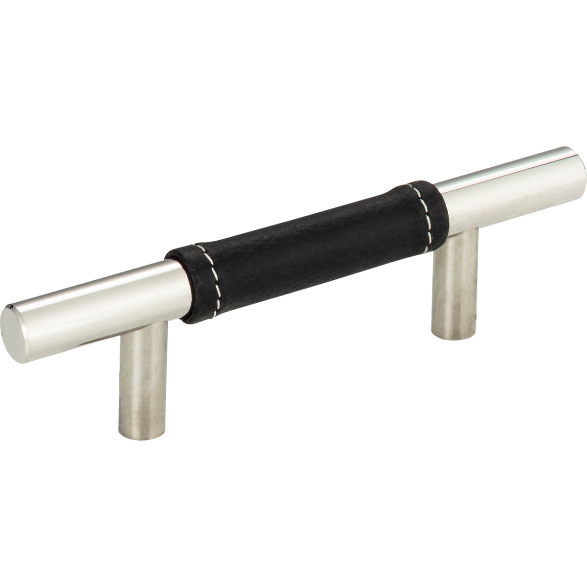 Atlas Zanzibar Black Leather Pull Polished Chrome / 3"