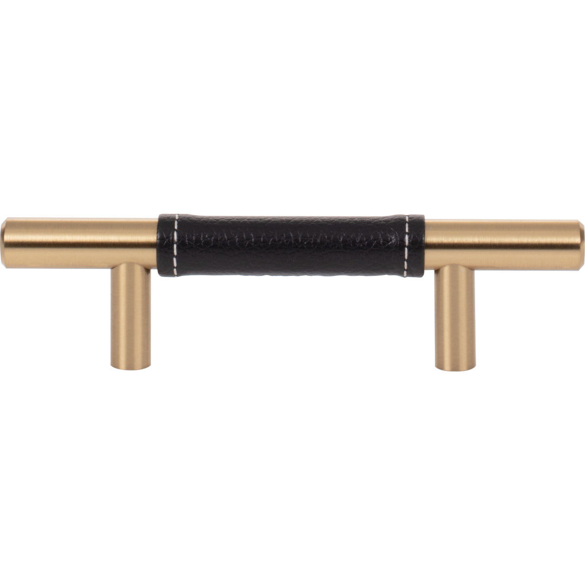 Atlas Zanzibar Black Leather Pull Warm Brass / 3"