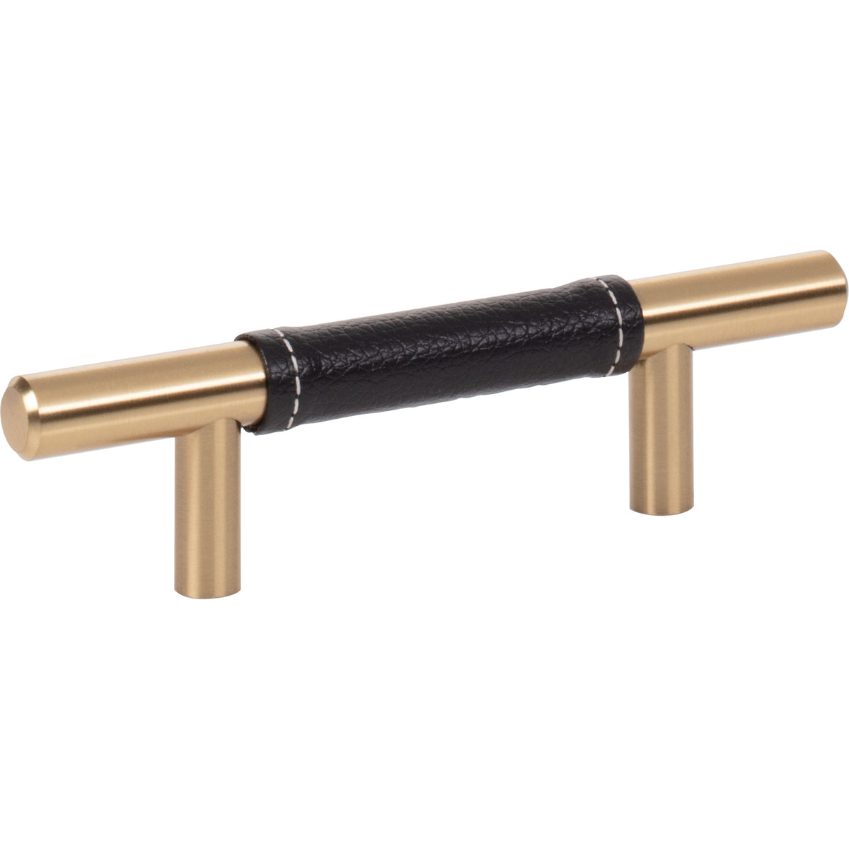 Atlas Zanzibar Black Leather Pull Warm Brass / 3"