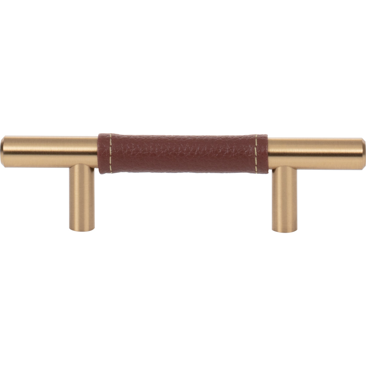 Atlas Zanzibar Brown Leather Pull Warm Brass / 3"