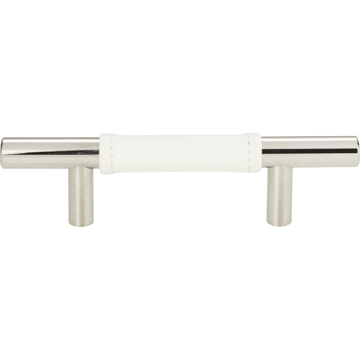 Atlas Zanzibar White Leather Pull Polished Chrome / 3"
