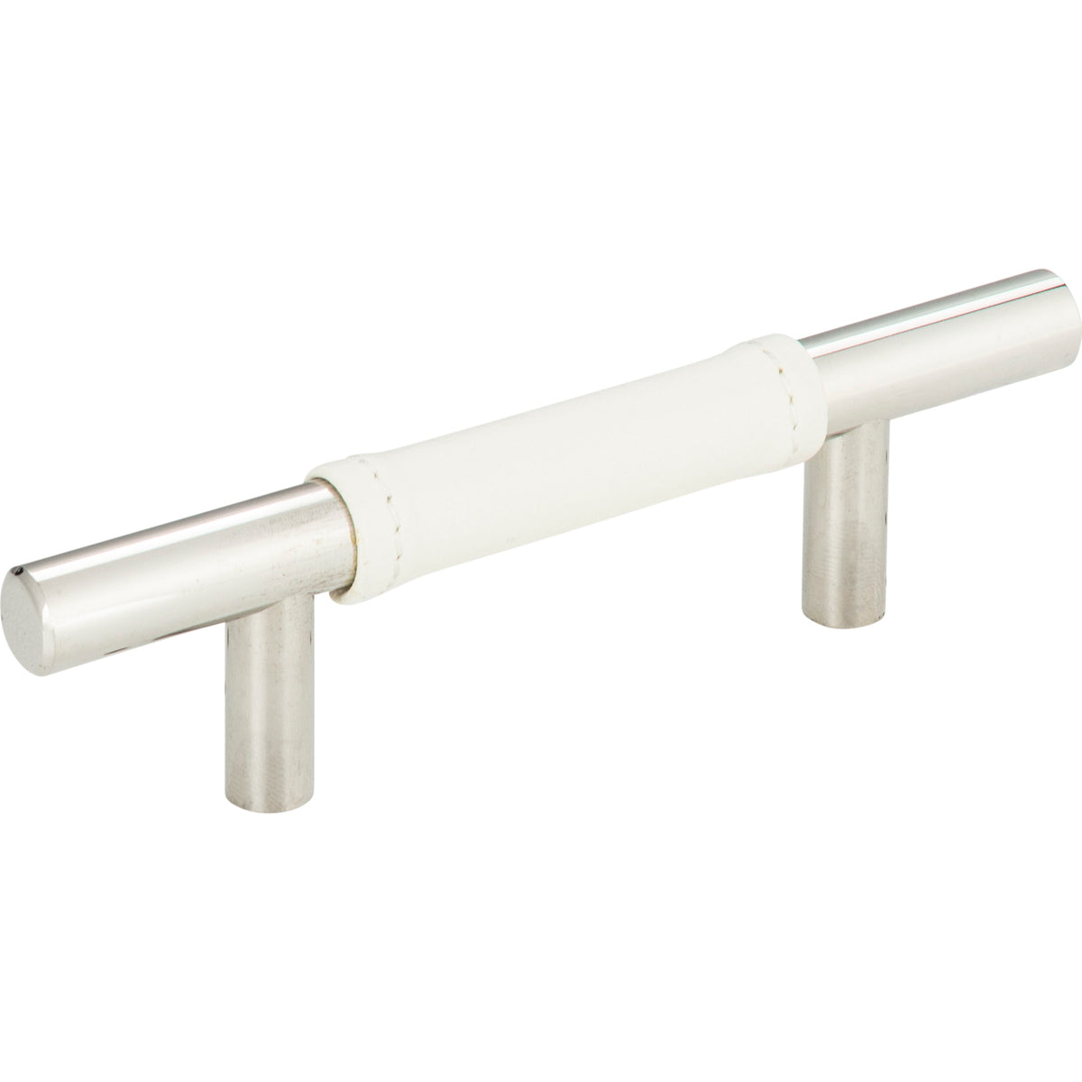 Atlas Zanzibar White Leather Pull Polished Chrome / 3"