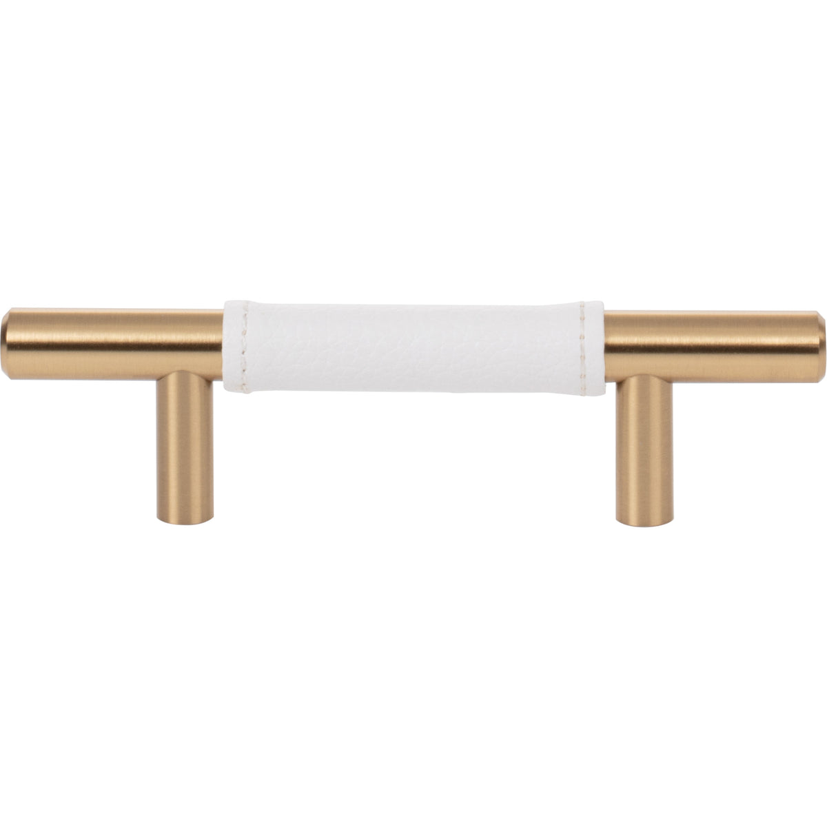 Atlas Zanzibar White Leather Pull Warm Brass / 3"
