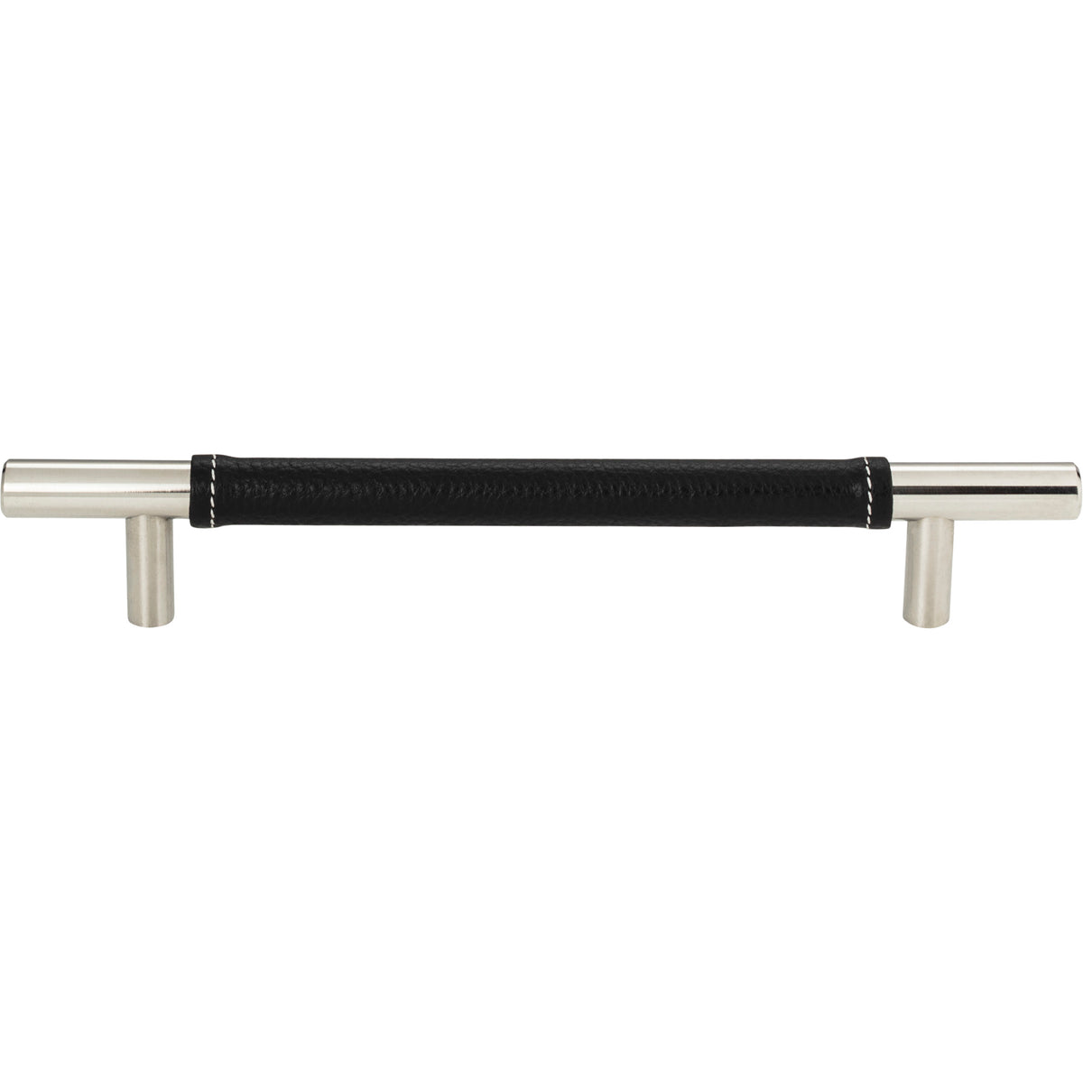 Atlas Zanzibar Black Leather Pull Polished Chrome / 6 5/16"