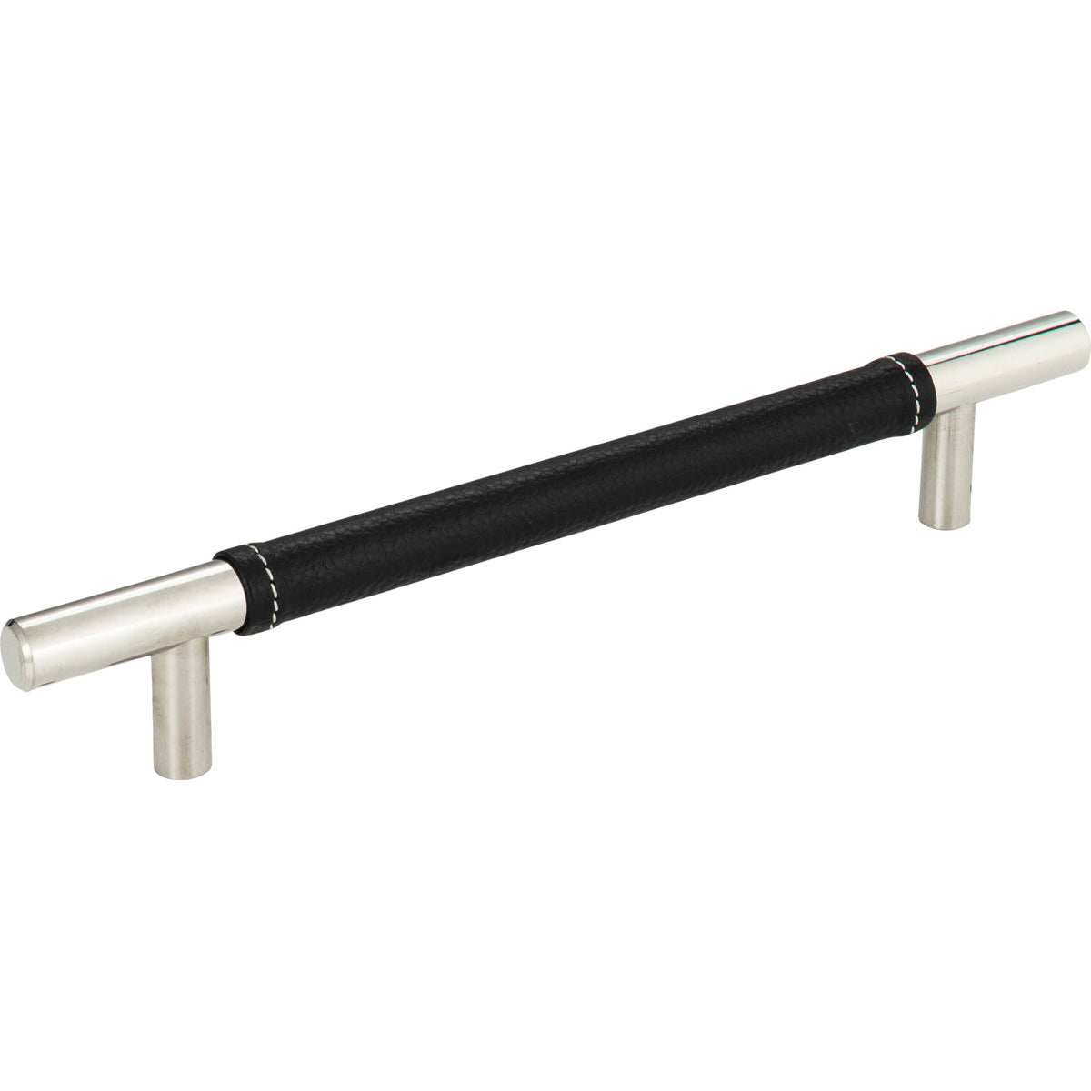 Atlas Zanzibar Black Leather Pull Polished Chrome / 6 5/16"