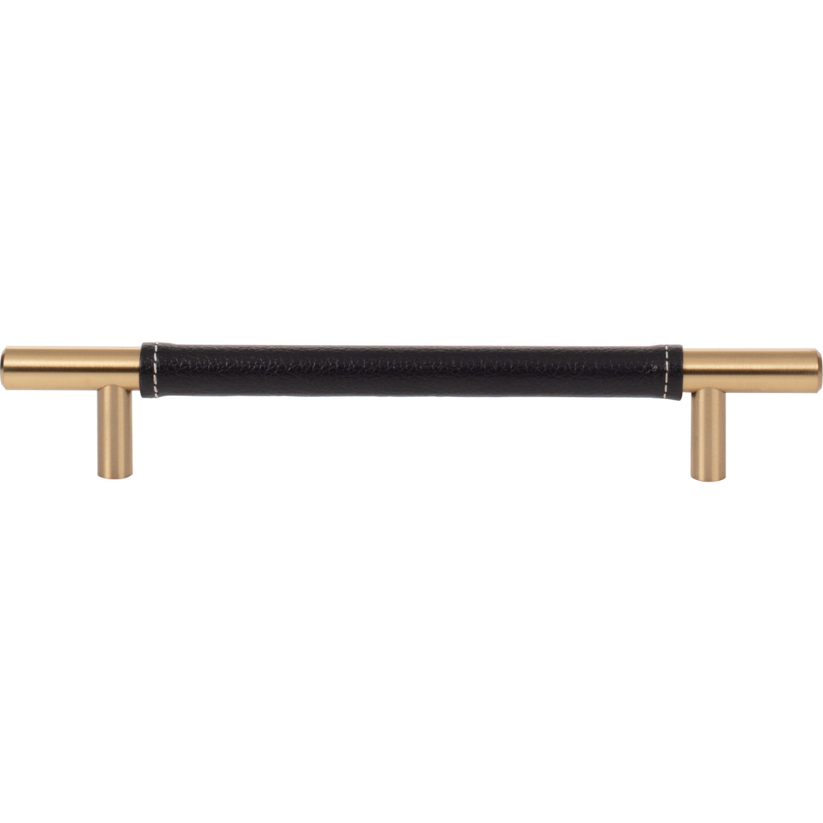 Atlas Zanzibar Black Leather Pull Warm Brass / 6 5/16"
