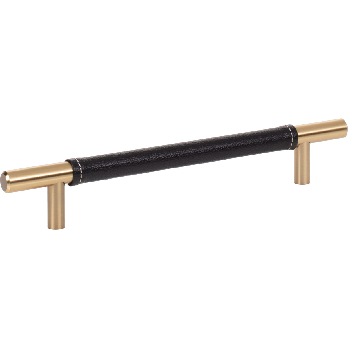 Atlas Zanzibar Black Leather Pull Warm Brass / 6 5/16"