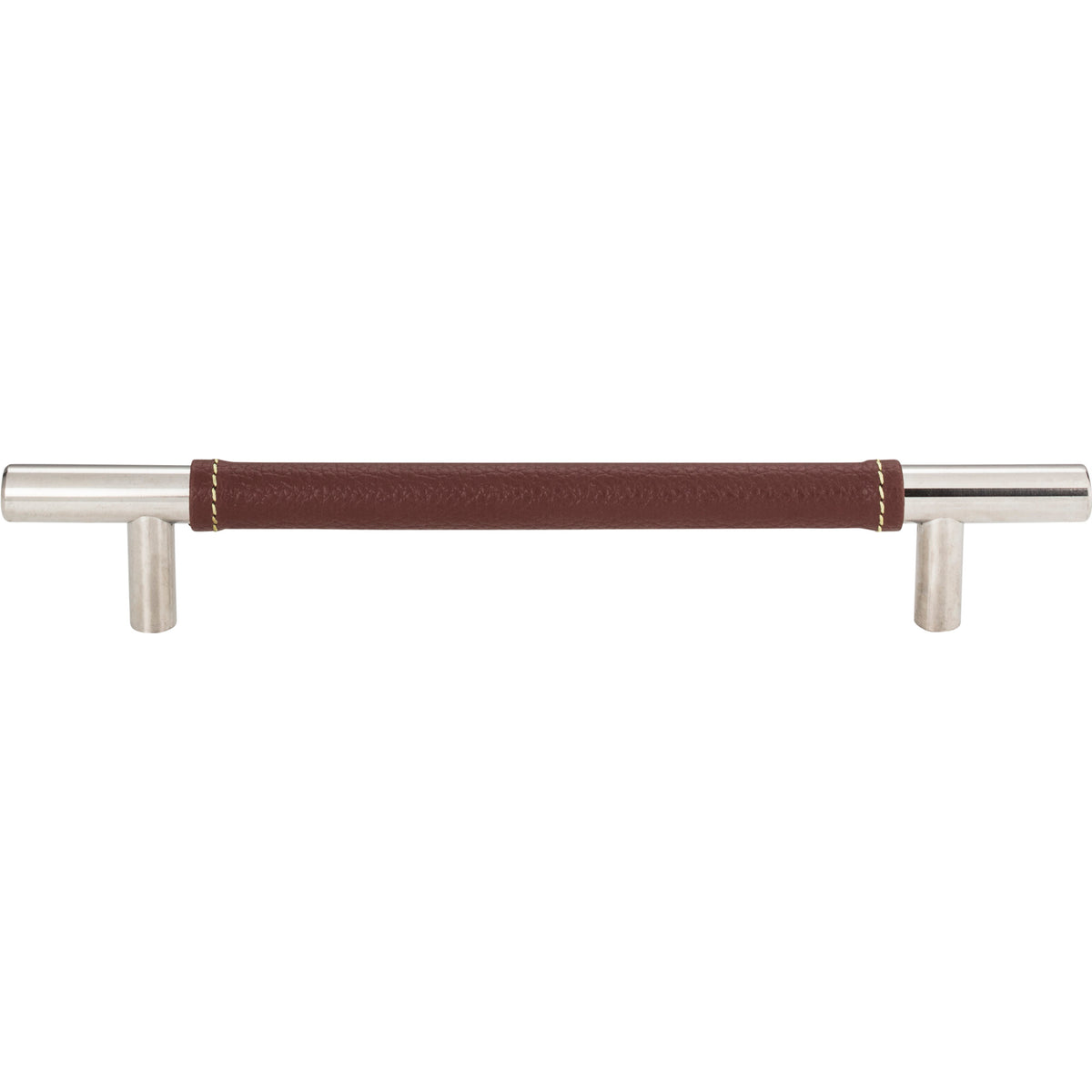 Atlas Zanzibar Brown Leather Pull Polished Chrome / 6 5/16"
