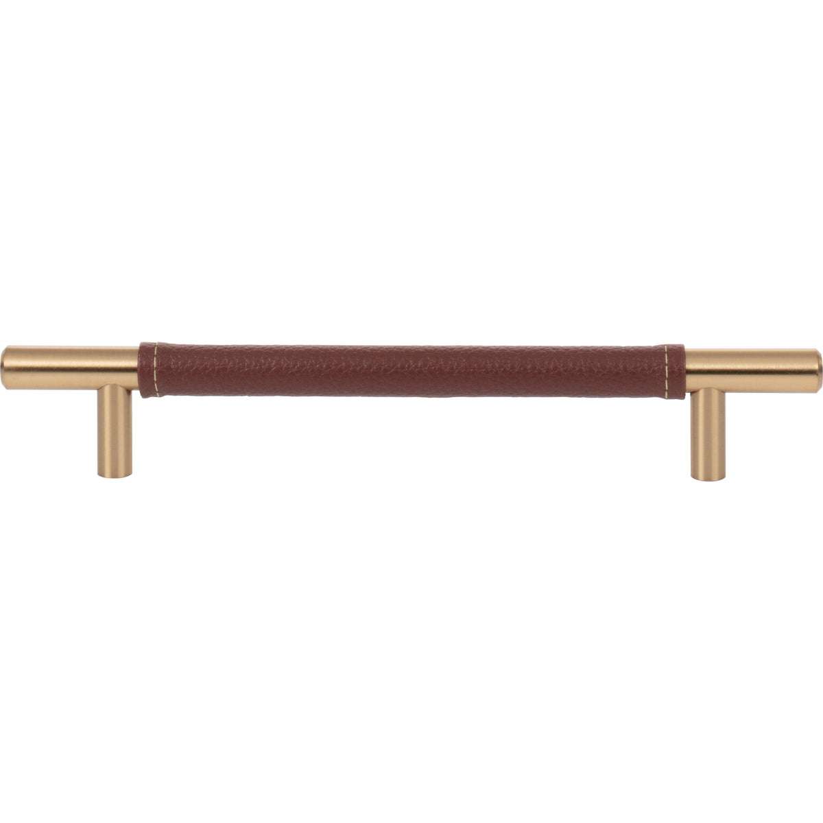Atlas Zanzibar Brown Leather Pull Warm Brass / 6 5/16"