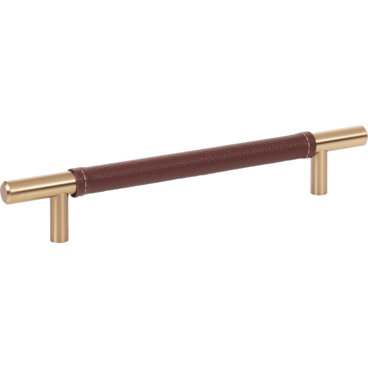 Atlas Zanzibar Brown Leather Pull Warm Brass / 6 5/16"