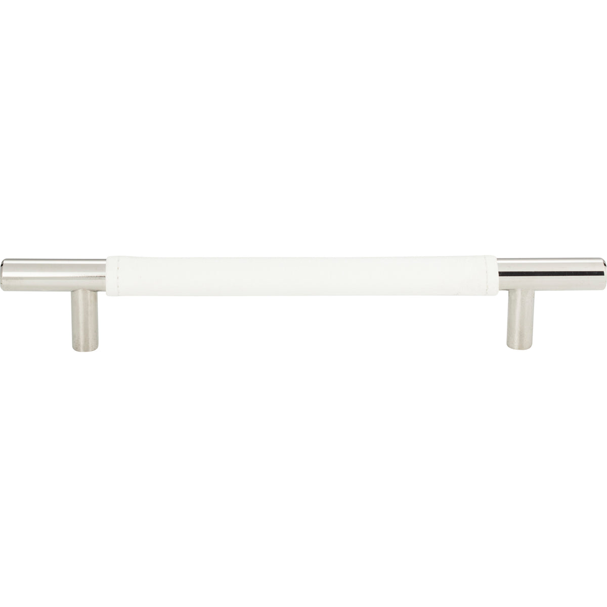 Atlas Zanzibar White Leather Pull Polished Chrome / 6 5/16"