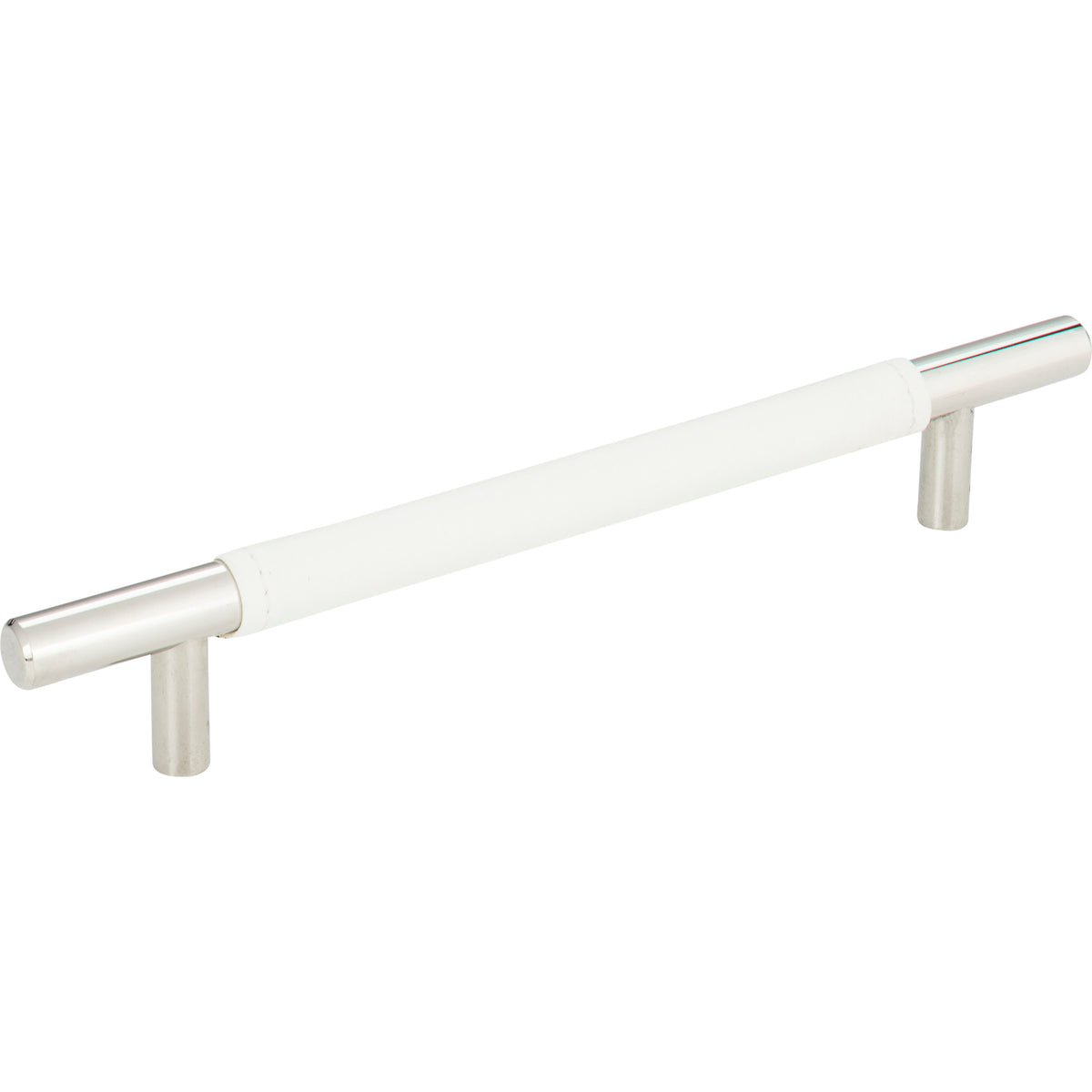 Atlas Zanzibar White Leather Pull Polished Chrome / 6 5/16"