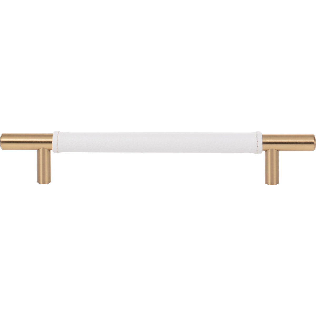 Atlas Zanzibar White Leather Pull Warm Brass / 6 5/16"