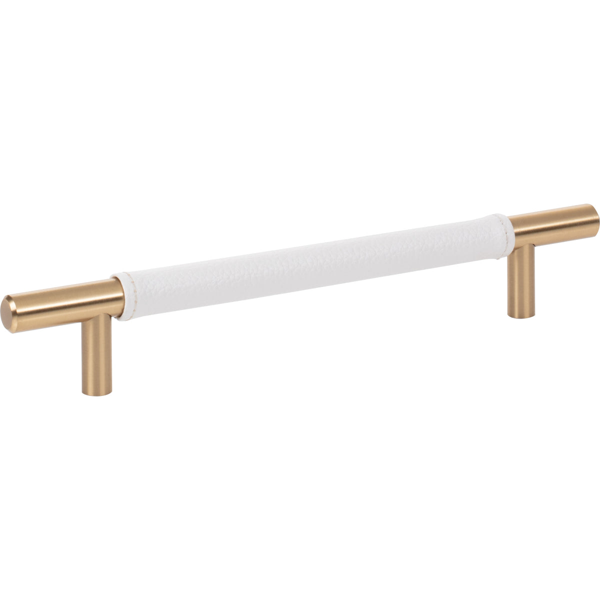 Atlas Zanzibar White Leather Pull Warm Brass / 6 5/16"