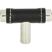 Atlas Zanzibar Black Leather Knob Polished Chrome / 1 7/8"