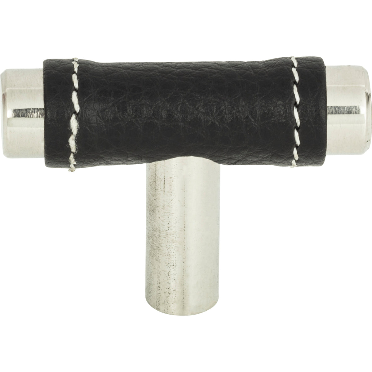 Atlas Zanzibar Black Leather Knob Polished Chrome / 1 7/8"