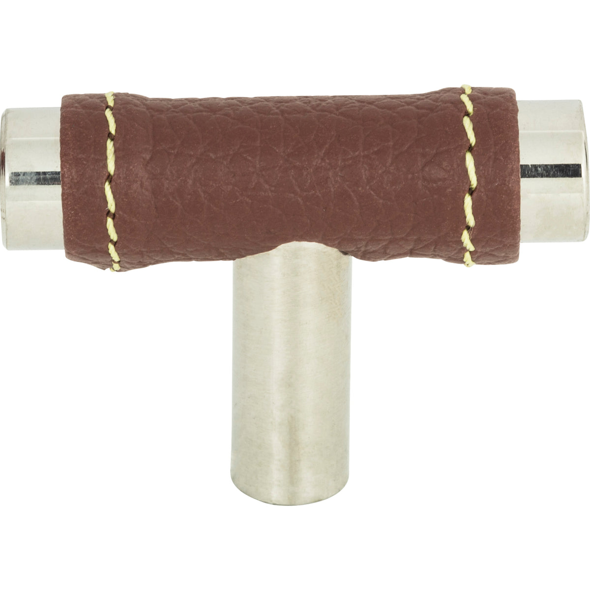 Atlas Zanzibar Brown Leather Knob Polished Chrome / 1 7/8"