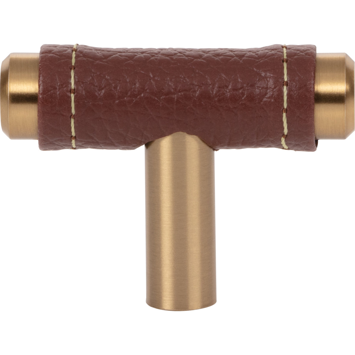 Atlas Zanzibar Brown Leather Knob Warm Brass / 1 7/8"