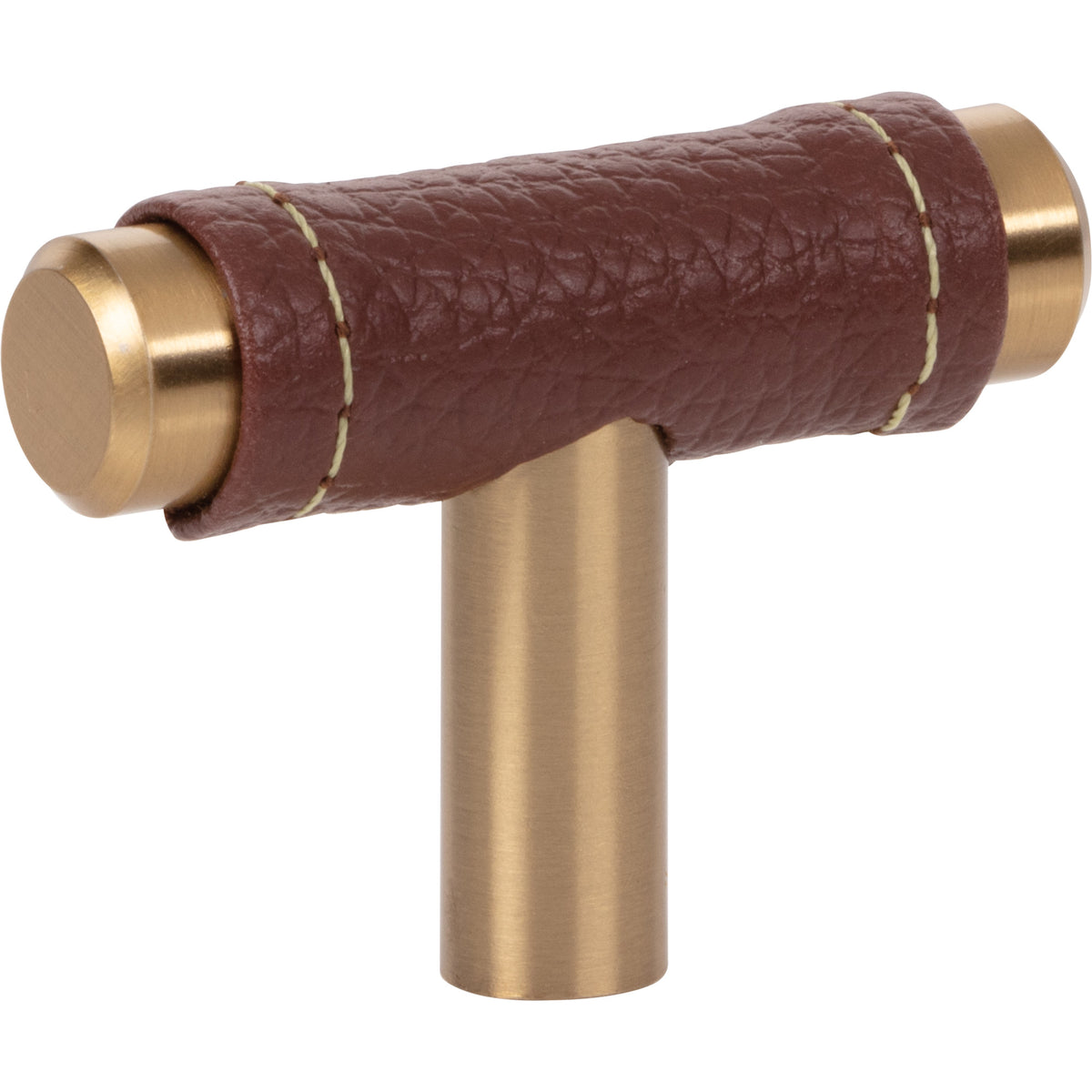 Atlas Zanzibar Brown Leather Knob Warm Brass / 1 7/8"
