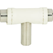 Atlas Zanzibar White Leather Knob Polished Chrome / 1 7/8"