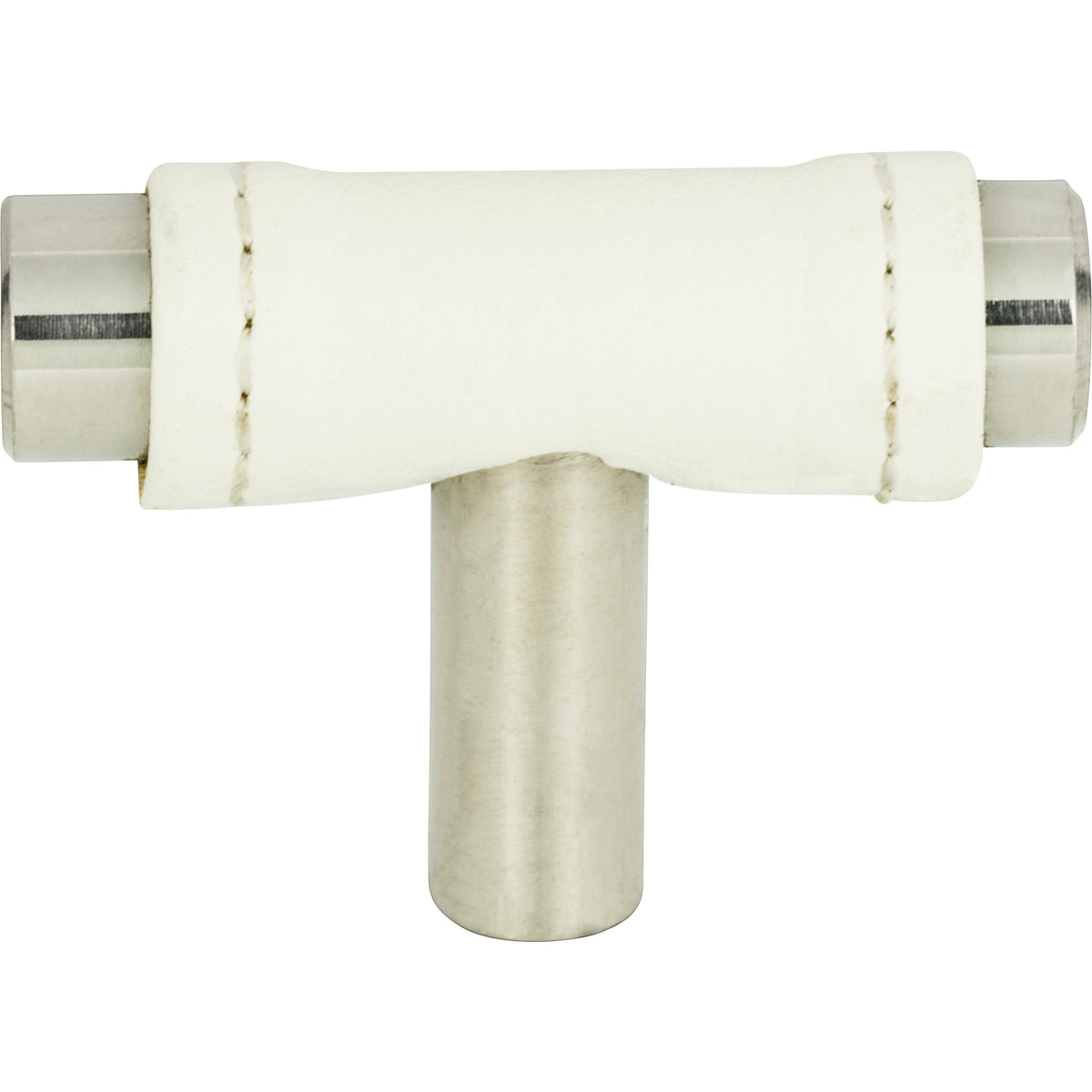 Atlas Zanzibar White Leather Knob Polished Chrome / 1 7/8"