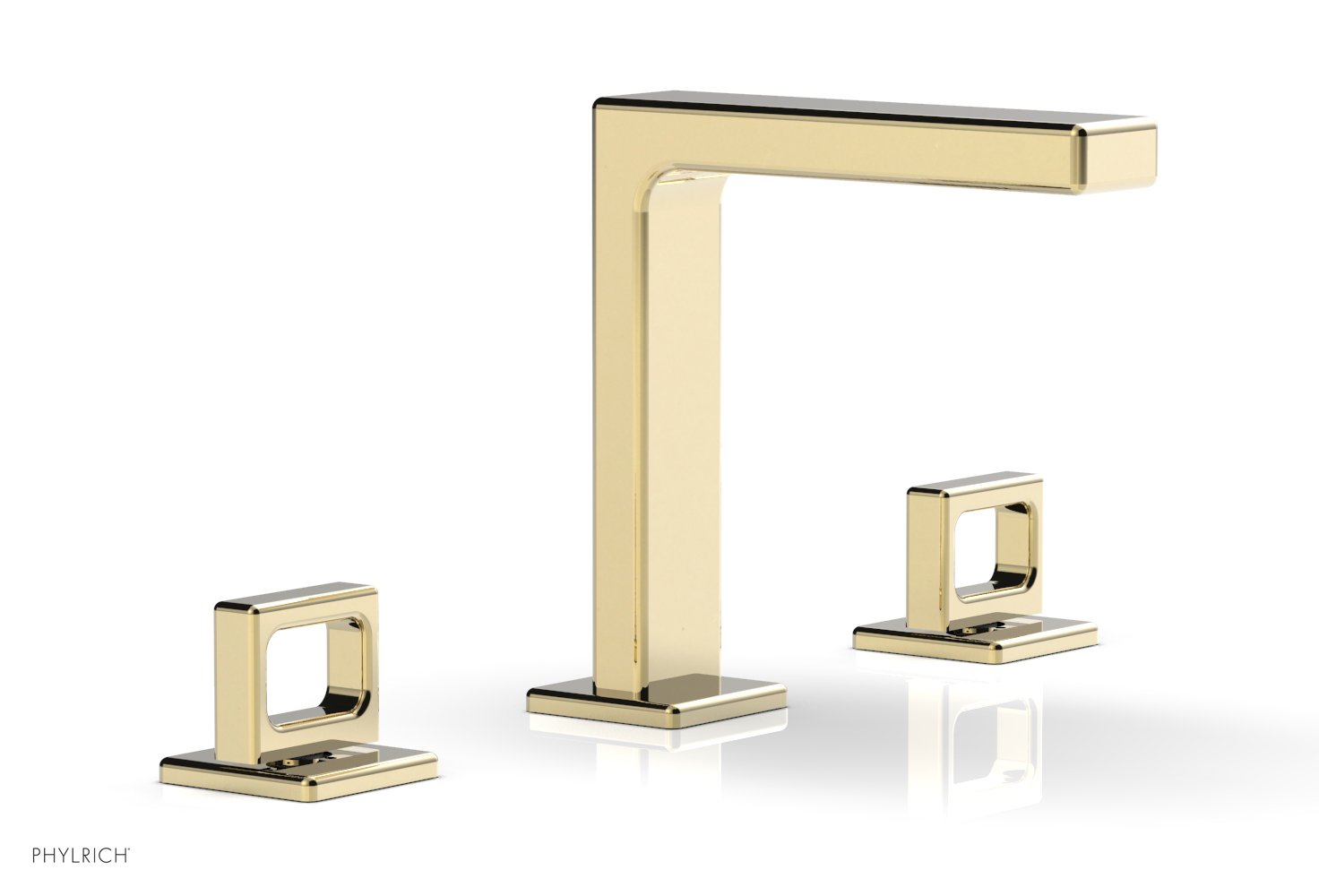 6-3/4" - Polished Brass Uncoated - MIX Widespread Faucet - Ring Handles Height 290-03 by Phylrich - New York Hardware