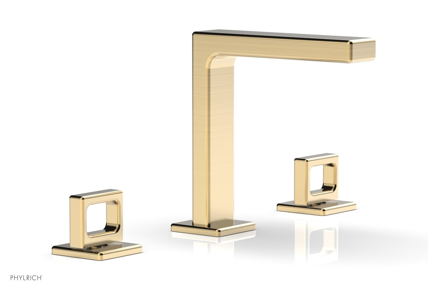 6-3/4" - Satin Brass - MIX Widespread Faucet - Ring Handles Height 290-03 by Phylrich - New York Hardware