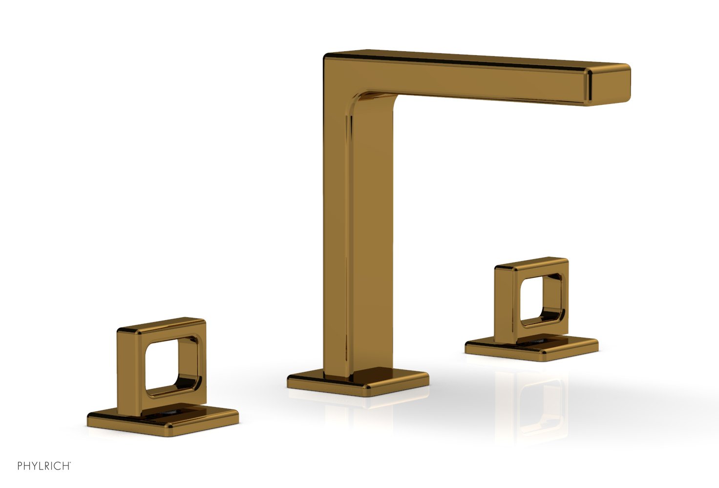 6-3/4" - French Brass - MIX Widespread Faucet - Ring Handles Height 290-03 by Phylrich - New York Hardware