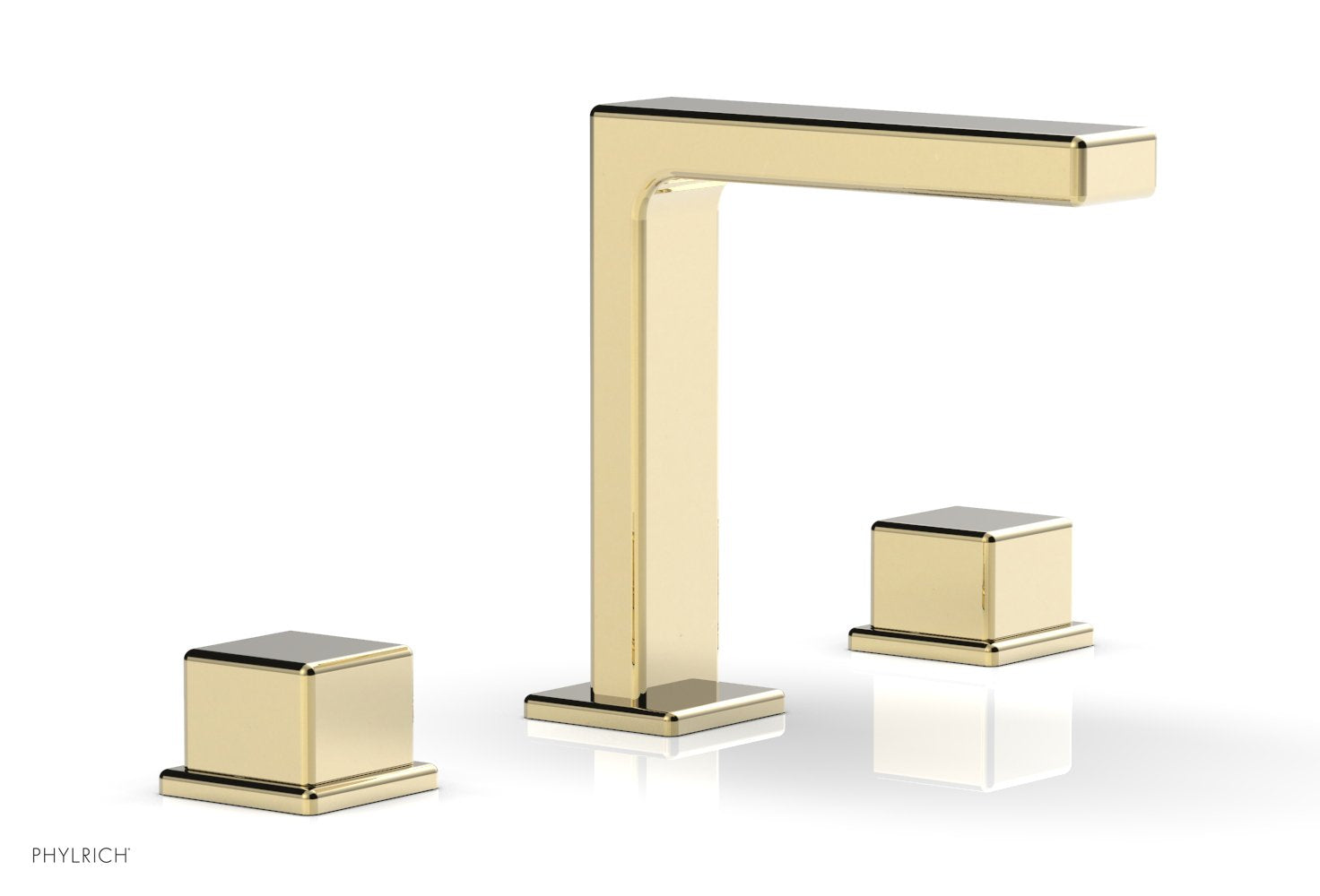 6-3/4" - Polished Brass Uncoated - MIX Widespread Faucet - Cube Handles Height 290-04 by Phylrich - New York Hardware