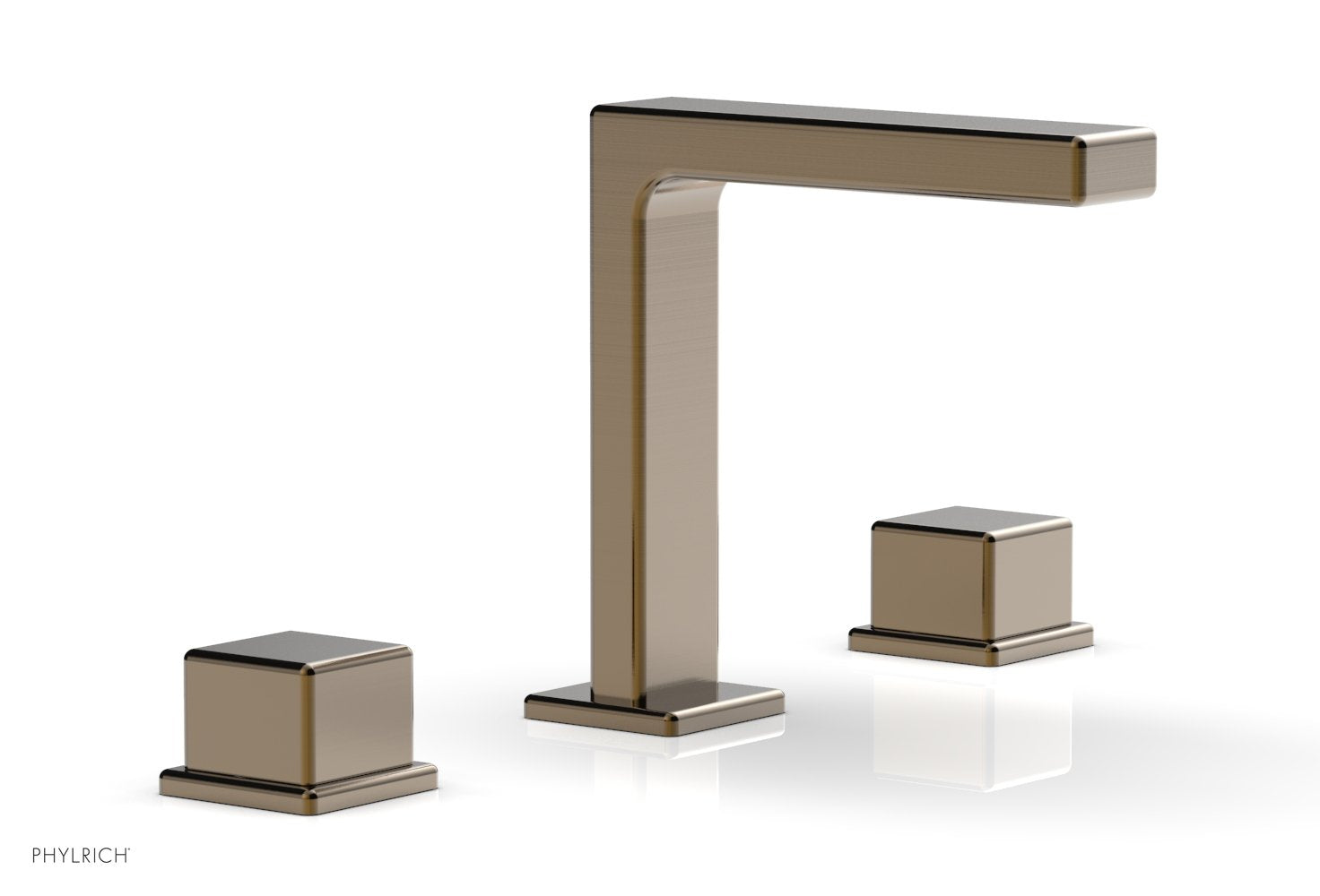 6-3/4" - Antique Brass - MIX Widespread Faucet - Cube Handles Height 290-04 by Phylrich - New York Hardware