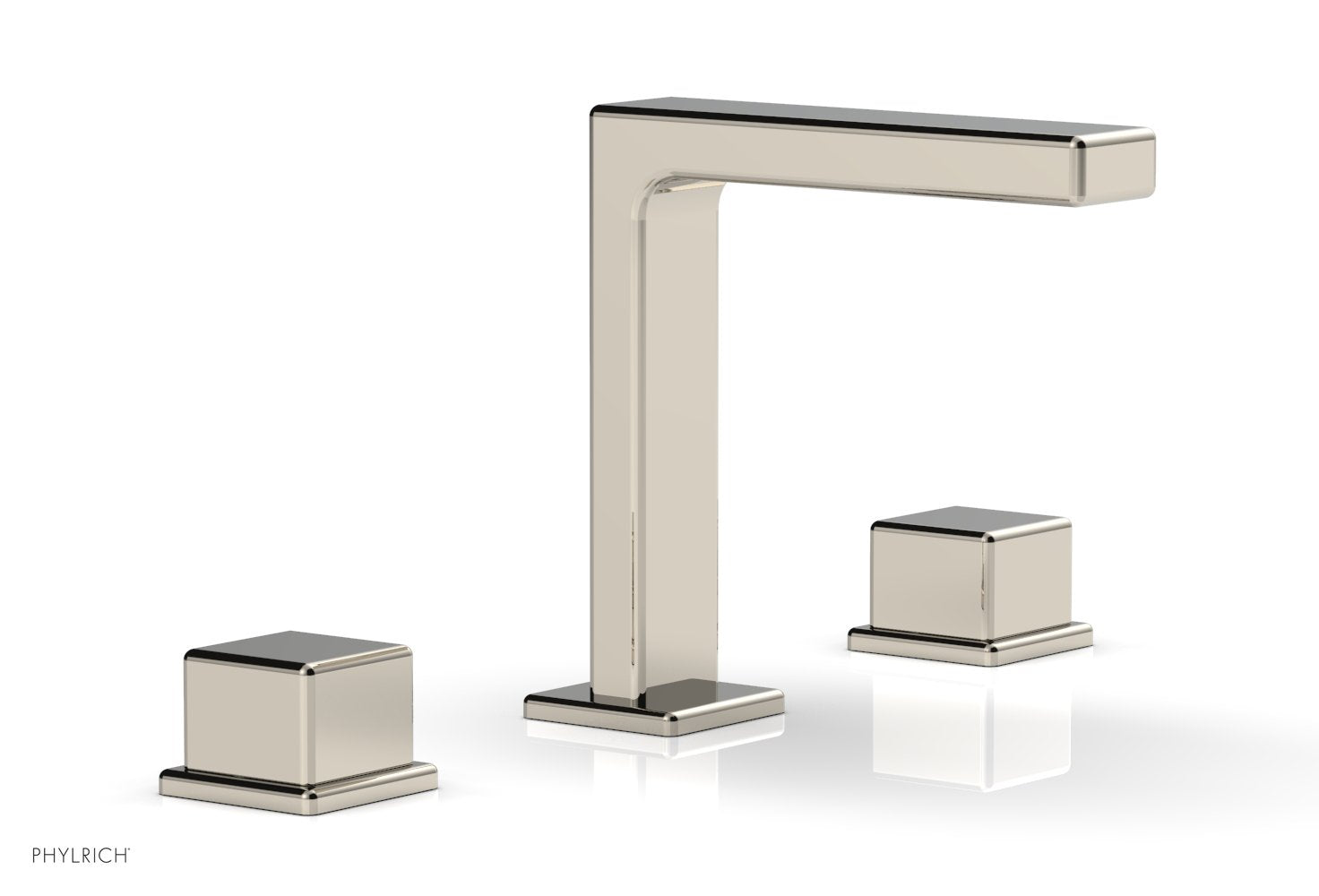 6-3/4" - Satin Brass - MIX Widespread Faucet - Cube Handles Height 290-04 by Phylrich - New York Hardware