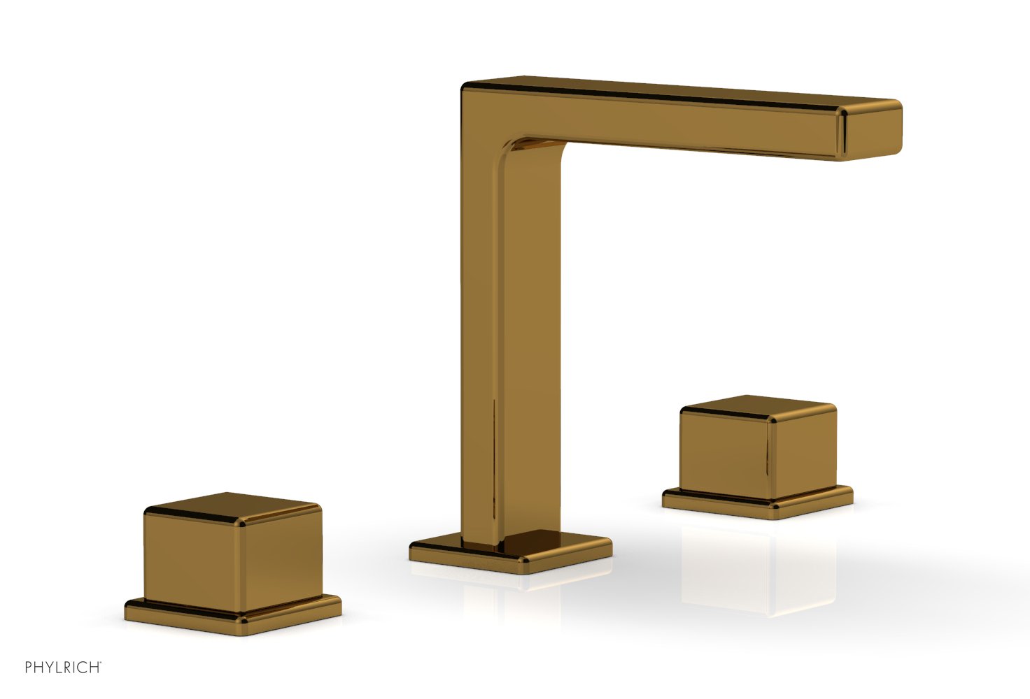 6-3/4" - Polished Gold - MIX Widespread Faucet - Cube Handles Height 290-04 by Phylrich - New York Hardware