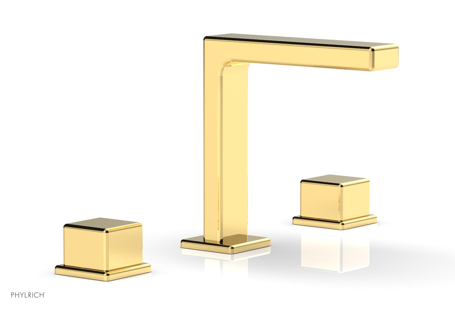 6-3/4" - Satin Gold - MIX Widespread Faucet - Cube Handles Height 290-04 by Phylrich - New York Hardware
