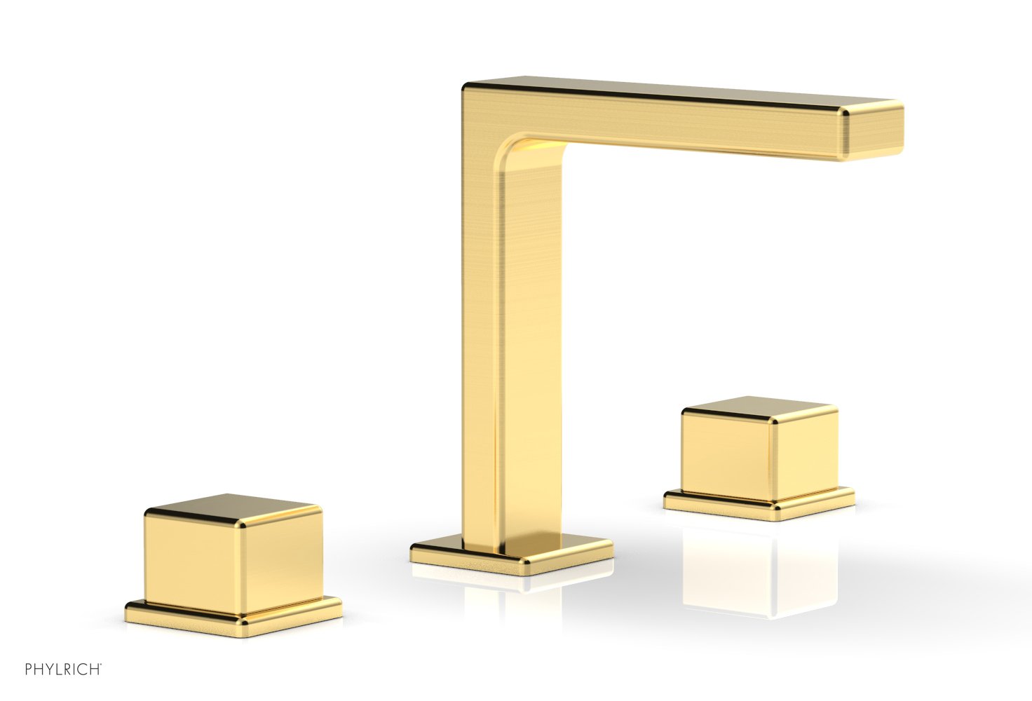 6-3/4" - Burnished Gold - MIX Widespread Faucet - Cube Handles Height 290-04 by Phylrich - New York Hardware
