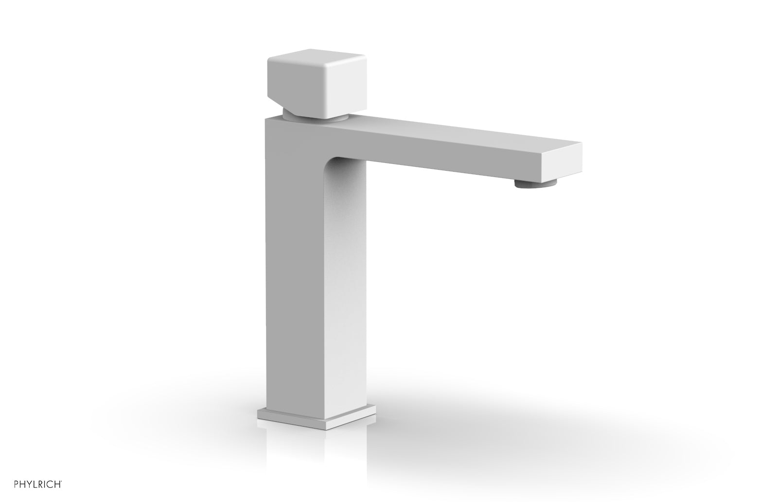 7" - Satin White - MIX Single Hole Lavatory Faucet, Cube Handle 290-08 by Phylrich - New York Hardware