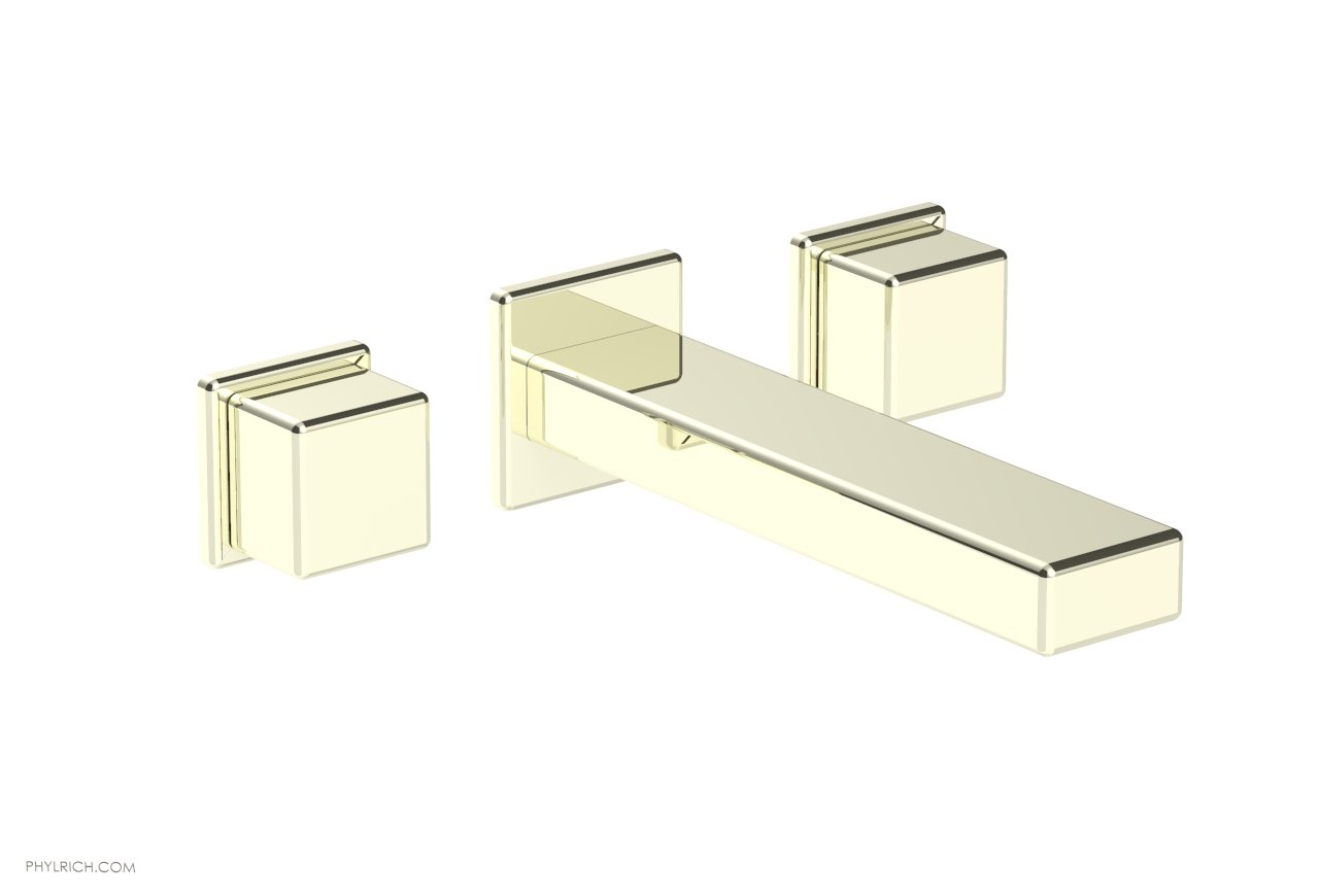 1-1/8" - Polished Brass Uncoated - MIX Wall Lavatory Set - Cube Handles 290-14 by Phylrich - New York Hardware