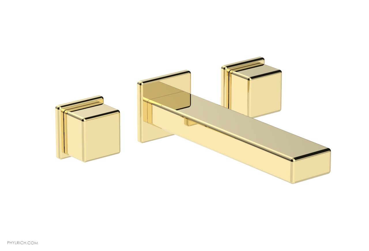 1-1/8" - Polished Gold - MIX Wall Lavatory Set - Cube Handles 290-14 by Phylrich - New York Hardware