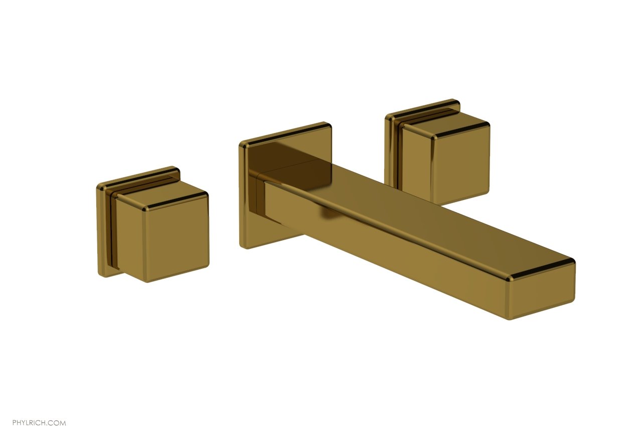 1-1/8" - Satin Gold - MIX Wall Lavatory Set - Cube Handles 290-14 by Phylrich - New York Hardware