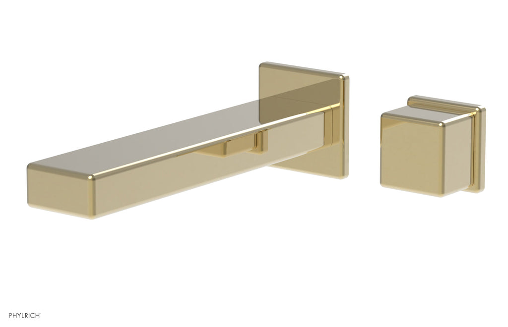 1-1/8" - Polished Brass Uncoated - MIX - Single Handle Wall Lavatory Set - Cube Handle 290-20 by Phylrich - New York Hardware