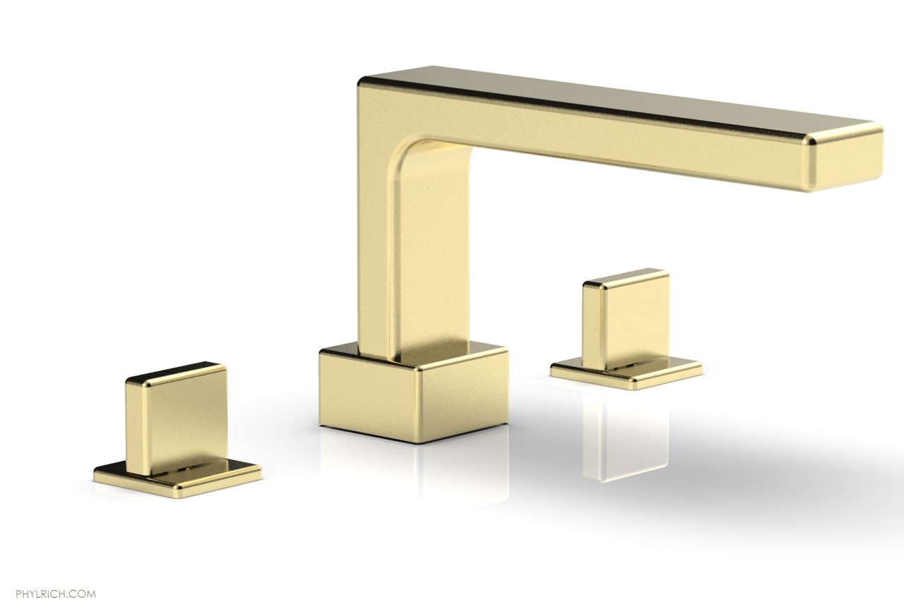 6-3/8" - Polished Brass Uncoated - MIX Deck Tub Set - Blade Handles 290-40 by Phylrich - New York Hardware