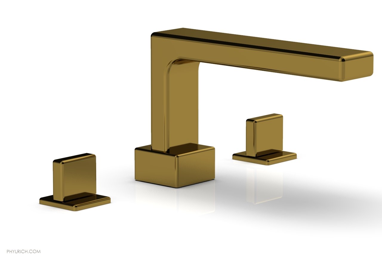 6-3/8" - Polished Gold - MIX Deck Tub Set - Blade Handles 290-40 by Phylrich - New York Hardware