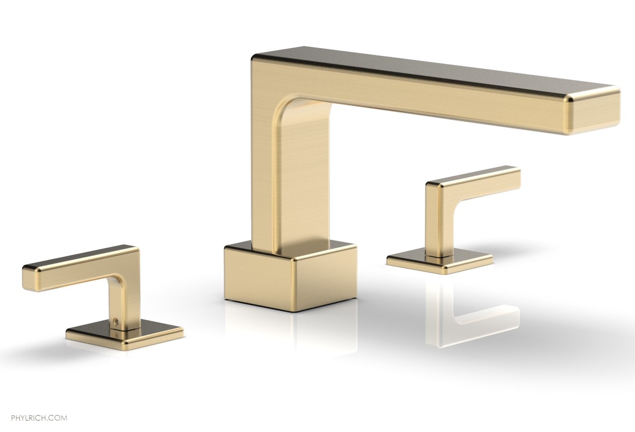 6-3/8" - Satin Brass - MIX Deck Tub Set - Lever Handles 290-41 by Phylrich - New York Hardware